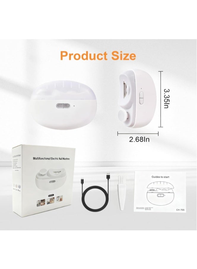 مقص أظافر كهربائي أوتوماتيكي، أداة تشذيب وتلميع أظافر، 3 في 1، قص أظافر محمول مع ضوء، سرعتان، مبرد، مشبك أظافر، تخزين، قابل لإعادة الشحن، آمن، مناسب لكبار السن والبالغين والأطفال والرضع (أبيض) - Image 3